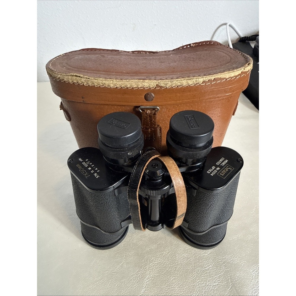 Vtg SEARS‎ BINOCULARS  7x50 mm Coated Optics Model # 6204 W/ Case